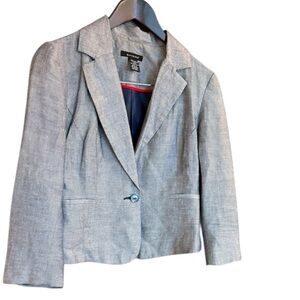Sandro size 6 Great condition linen/cotton blend Women's Blazer in Light denim